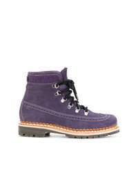 Фиолетовые замшевые ботинки на шнуровке