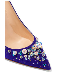 Фиолетовые замшевые туфли с украшением от Christian Louboutin