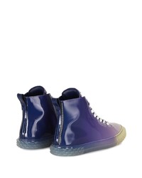 Мужские фиолетовые кожаные высокие кеды от Giuseppe Zanotti