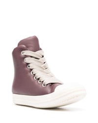 Мужские фиолетовые кожаные высокие кеды от Rick Owens