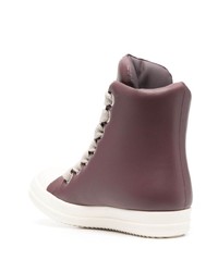 Мужские фиолетовые кожаные высокие кеды от Rick Owens