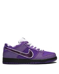 Мужские фиолетовые кожаные низкие кеды в клетку от Nike