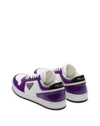 Мужские фиолетовые кожаные низкие кеды от Prada