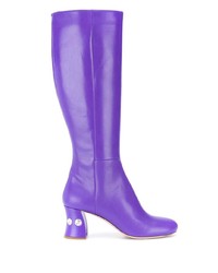 Фиолетовые кожаные полусапоги от Miu Miu