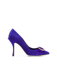 Фиолетовые кожаные туфли с украшением от Dolce & Gabbana