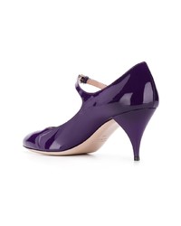 Фиолетовые кожаные туфли от Miu Miu