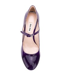 Фиолетовые кожаные туфли от Miu Miu