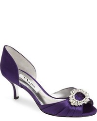 Фиолетовые сатиновые туфли с украшением