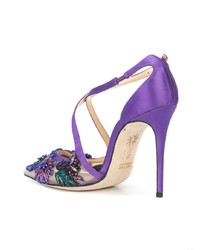 Фиолетовые сатиновые туфли с украшением от Marchesa