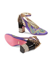 Фиолетовые сатиновые туфли с украшением от Gucci