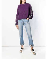 Женский фиолетовый бархатный свитер с круглым вырезом от Champion