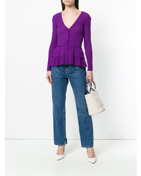 Женский фиолетовый вязаный кардиган от Moschino