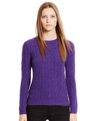 Фиолетовый вязаный свитер