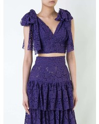 Фиолетовый кружевной укороченный топ от Bambah