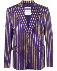 Мужской фиолетовый пиджак в вертикальную полоску от Moschino