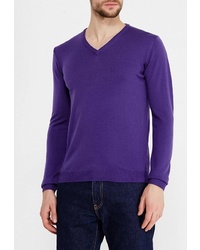 Мужской фиолетовый свитер с v-образным вырезом от Riggi