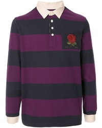 Мужской фиолетовый свитер с воротником поло в горизонтальную полоску от Kent & Curwen