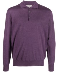 Мужской фиолетовый свитер с воротником поло от Canali