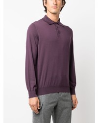 Мужской фиолетовый свитер с воротником поло от Brunello Cucinelli
