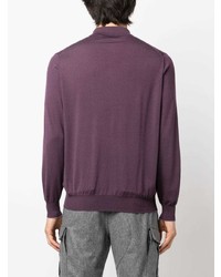 Мужской фиолетовый свитер с воротником поло от Brunello Cucinelli