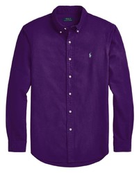 Мужской фиолетовый свитер с воротником поло от Polo Ralph Lauren