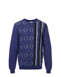 Мужской фиолетовый свитер с круглым вырезом с принтом от Coohem