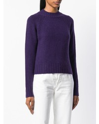 Женский фиолетовый свитер с круглым вырезом от Vince