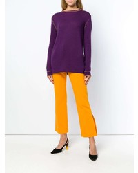 Женский фиолетовый свитер с круглым вырезом от Marni