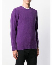 Мужской фиолетовый свитер с круглым вырезом от Drumohr