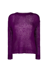 Женский фиолетовый свитер с круглым вырезом от Forte Forte