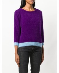 Женский фиолетовый свитер с круглым вырезом от Frankie Morello