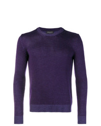 Мужской фиолетовый свитер с круглым вырезом от Roberto Collina