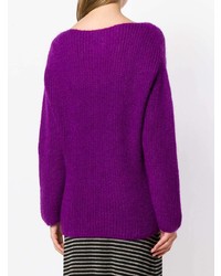 Женский фиолетовый свитер с круглым вырезом от Forte Forte