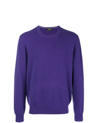 Мужской фиолетовый свитер с круглым вырезом от Z Zegna