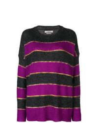 Фиолетовый свободный свитер в горизонтальную полоску от Isabel Marant Etoile