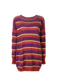Фиолетовый свободный свитер в горизонтальную полоску от Twin-Set