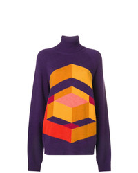 Фиолетовый свободный свитер с геометрическим рисунком от Bottega Veneta