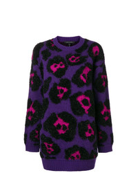 Фиолетовый свободный свитер с леопардовым принтом от Marc Jacobs