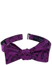 Фиолетовый шелковый галстук-бабочка с "огурцами"