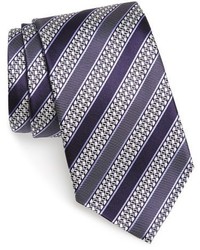 Фиолетовый шелковый галстук в горизонтальную полоску