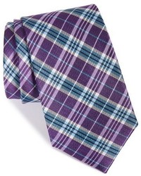 Фиолетовый шелковый галстук в шотландскую клетку