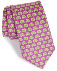 Фиолетовый шелковый галстук с принтом