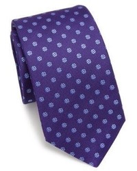 Фиолетовый шелковый галстук с цветочным принтом