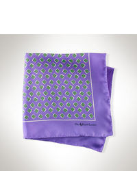 Фиолетовый шелковый нагрудный платок с принтом