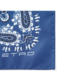 Фиолетовый шелковый нагрудный платок с принтом от Etro