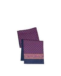 Фиолетовый шелковый шарф с принтом