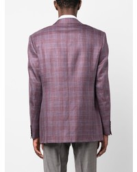 Мужской фиолетовый шерстяной пиджак в шотландскую клетку от Canali