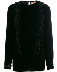 Черная бархатная блузка от No.21