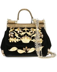 Черная бархатная большая сумка от Dolce & Gabbana