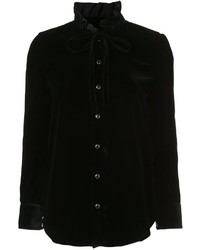 Женская черная бархатная рубашка от Saint Laurent
